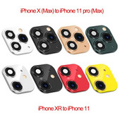 Protector Glass Support Flash dangtelis, skirtas iPhone XR X į iPhone 11 Pro Max Seconds Keisti netikrą fotoaparato objektyvo lipduką