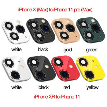 Θήκη κάλυψης φλας Protector Glass Support για iPhone XR X σε iPhone 11 Pro Max Δευτερόλεπτα Αλλαγή ψεύτικο αυτοκόλλητο φακού κάμερας