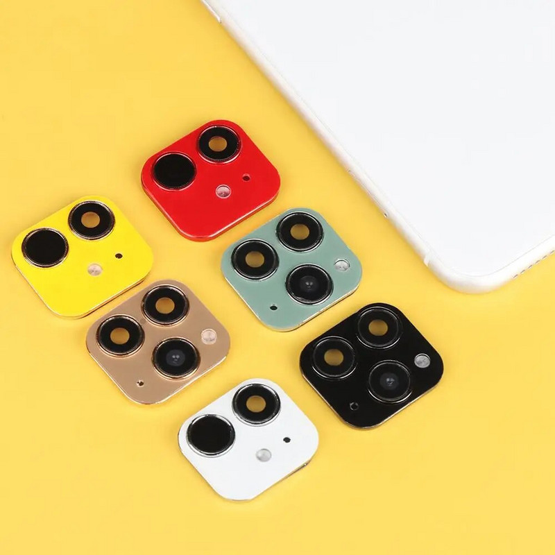 Protector Glass Support Flash dangtelis, skirtas iPhone XR X į iPhone 11 Pro Max Seconds Keisti netikrą fotoaparato objektyvo lipduką