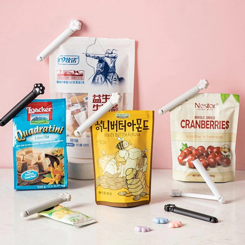 Stezaljke za vrećice za mačju šapu u obliku crtane mačje šape Stezaljka za pakiranje hrane s dobrim brtvljenjem Kuhinja 6 kopči za zatvaranje vrećice za kruh za kućni ured