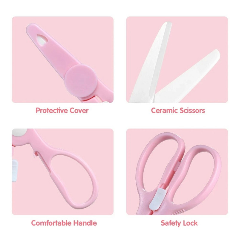 3 viename Mamos ir vaiko reikmenys Profesionalios kūdikių maisto keraminės žirklės su dėžute kūdikių maisto papildų žirklės kūdikių maitinimui