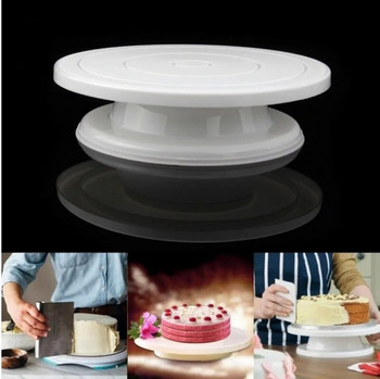 Пластмасова чиния за торта Въртяща се противоплъзгаща кръгла стойка за торта Въртяща се маса за декорация на торта Кухня Направи си сам Инструмент за печене на тава