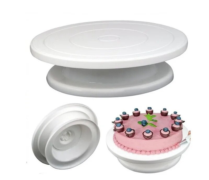 Plastikinės torto lėkštės sukamasis, neslystantis apvalus tortų stovas Tortų dekoravimui sukamojo stalo virtuvės „pasidaryk pats“ keptuvės kepimo įrankis