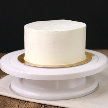 10-инчова въртяща се маса за торта, въртяща се противоплъзгаща се кръгла стойка Инструменти за декориране Въртяща се маса Кухня Направи си сам тиган за печене