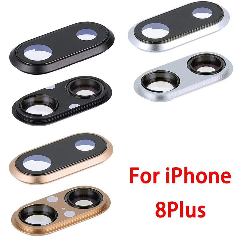 Galinės kameros objektyvo stiklo dangtelis su rėmo pakaitine dalimi, skirta iPhone 6 6s 6Plus 6sPlus 7 7Plus 8 8Plus