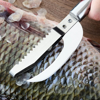 Μαχαίρι ζυγαριάς ψαριού 3 σε 1 από ανοξείδωτο ατσάλι Αποφλοιωτές πριονιού Ξύσιμο οστών Φιλετοποίηση στομάχου Εκσκαφέας Scaler Εργαλεία κουζίνας