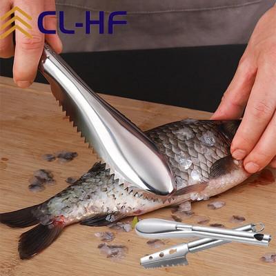 Неръждаема стомана Бързо премахване на рибен нож Остъргване на рибена кожа Четка за почистване Белачка Инструмент за лющене на риба Инструменти за морски дарове Кухненски аксесоари