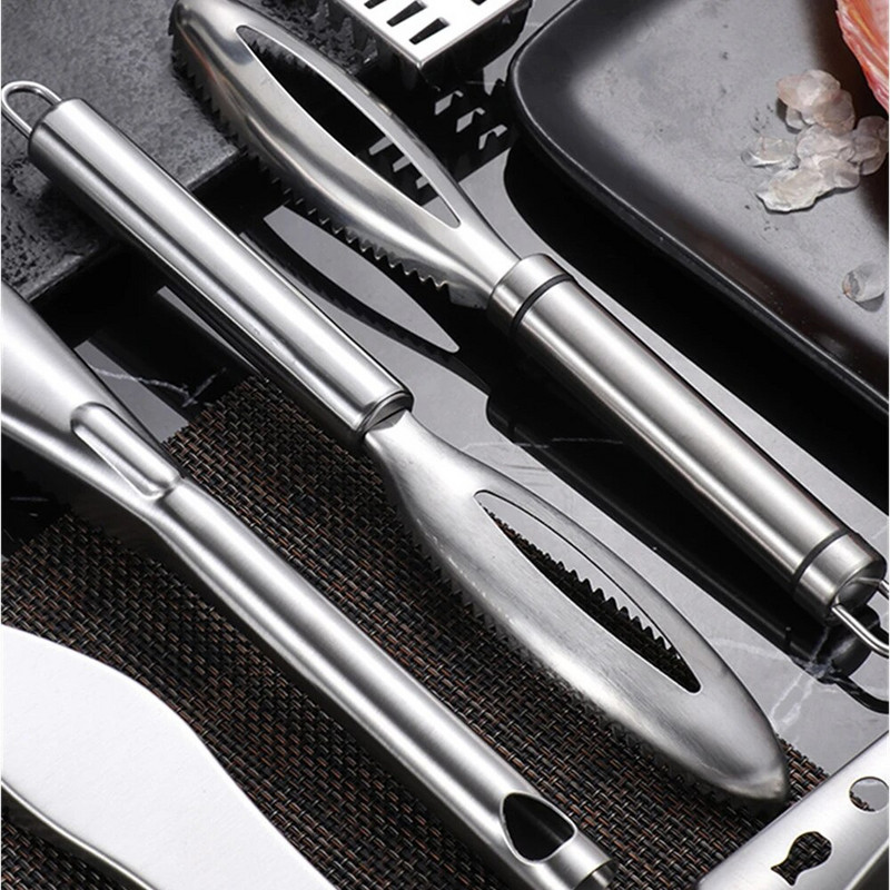 Από ανοξείδωτο ατσάλι Γρήγορη αφαίρεση μαχαίρι ψαριού Ξύσιμο δερμάτων ψαριών Βούρτσα καθαρισμού Αποφλοιωτή ψαριών Scaler Θαλασσινά Αξεσουάρ κουζίνας