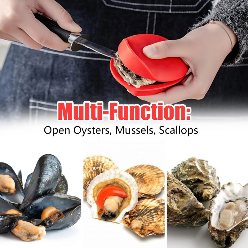 Naujas „Oyster Shucking“ rankų spaustukas silikoninis „Oyster Shucker“ vėžiagyvių atidarytuvo įrankis virtuvės įrankis jūros gėrybių austrių peilių atidarytuvui