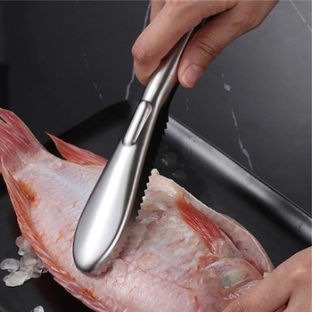 1 τεμ. από ανοξείδωτο ατσάλι, πλάνη για ζυγαριά ψαριού Επίπεδη ρίψη κοφτερή οδοντωτή οδοντωτή εξοικονόμηση εργασίας Αφαιρέστε λέπια ψαριού μαχαίρια εργαλεία κουζίνας
