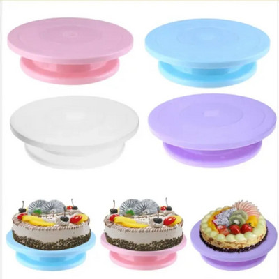 Masa rotativă pentru prăjituri din plastic anti-alunecare Rotire flexibilă rotundă Placă rotativă pentru tort Suport stabil pentru prăjituri Bucătărie rotativă