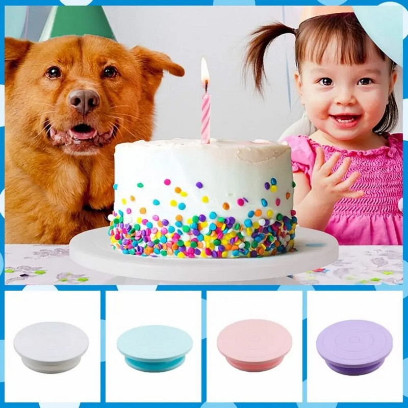 Neslystantis plastikinis sukamasis pyrago stalas Lanksčiai sukasi apvalus besisukantis torto pasukamas stalas Stabilus tortų stovas, besisukanti virtuvė