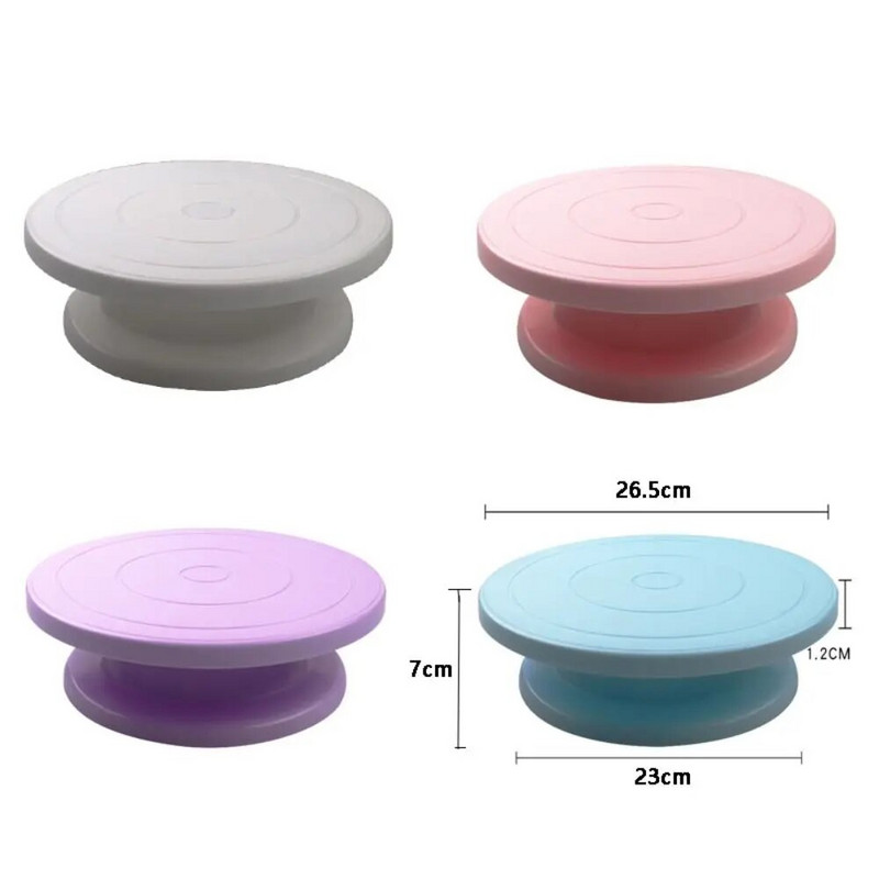 Neslystantis plastikinis sukamasis pyrago stalas Lanksčiai sukasi apvalus besisukantis torto pasukamas stalas Stabilus tortų stovas, besisukanti virtuvė