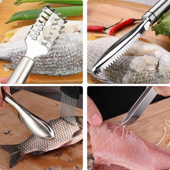 Από ανοξείδωτο χάλυβα Fish Scale Remover Cleaner Kitchen Fish Scaler Fish Skin Graters Cleaning Peeler for Kitchen Fish Cleaning Tools