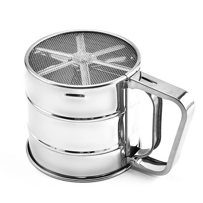 Sită de făină din oțel inoxidabil, ceașcă, sită de pulbere, plasă, gadget de bucătărie pentru prăjituri, sită de plasă de zahăr, plasată manual, sită de copt.