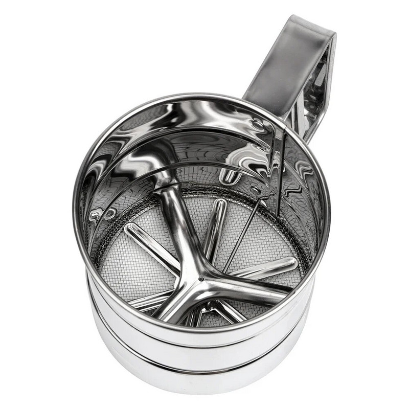 Miltelių miltelių tinklelis Sifter puodelis kepimo cukraus pudra Nerūdijančio plieno sietas puodelis Kepiniai Tešlos kepimo įrankiai Virtuvės priedai