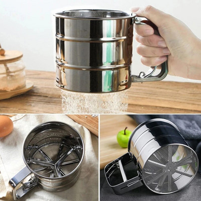 1 τεμ. από ανοξείδωτο χάλυβα Αλεύρι Sifter Fine Mesh Powder Sieve Icing Sugar Manual Sieve Cup Kitchen Gadget Baking Pastry 2023