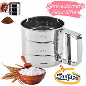 Nerūdijančio plieno miltų sietelis rankinis pusiau automatinis presuojamas miltų sietelio puodelis Miltų cukraus miltelių plaktuvas Filtruoti kepimo reikmenys