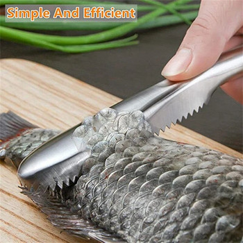 Fish Scaler Remover Fish Scaler Brush With Stainless Steel Fish Scales-Cleaning Brush Scraper Kitchen Fish Cleaning Seafood Tool