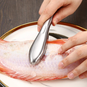 Средство за премахване на люспи от риба Четка за люспи от риба с четка за почистване на люспи от неръждаема стомана Скрепер Кухня Инструмент за почистване на риба Морски дарове