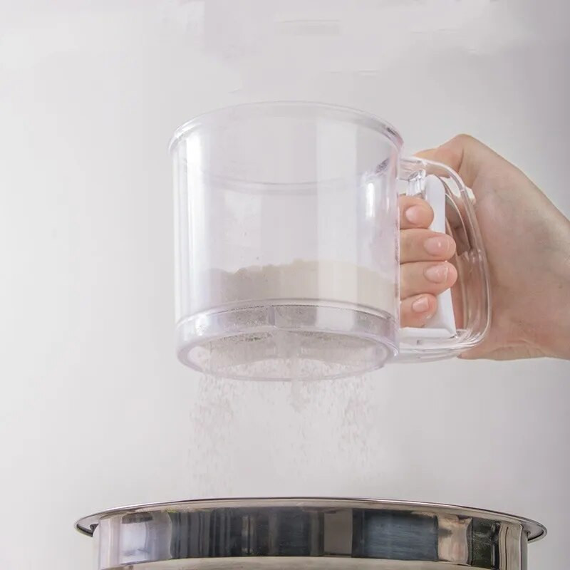Plastično sito za brašno za trešenje ruku Kuhinjski filter za brašno Alat za pečenje Ručna šalica Prijenosno sito za brašno