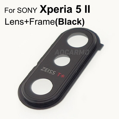 „Aocarmo“ galinės galinės kameros objektyvo stiklas su metalinio rėmo žiedo klijais, skirtas Sony Xperia 5 X5 J8210 J9210 5II ii SO-52A SOG02