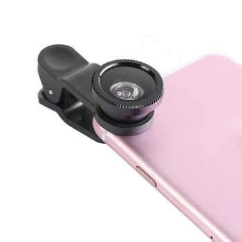 Σετ φακών 3 σε 1 ευρυγώνιο Macro Fisheye Phone Lens 0,67X Ευρυγώνιο ζουμ Fish Eye Macro φακοί με κλιπ στερέωσης για iPhone Samsung
