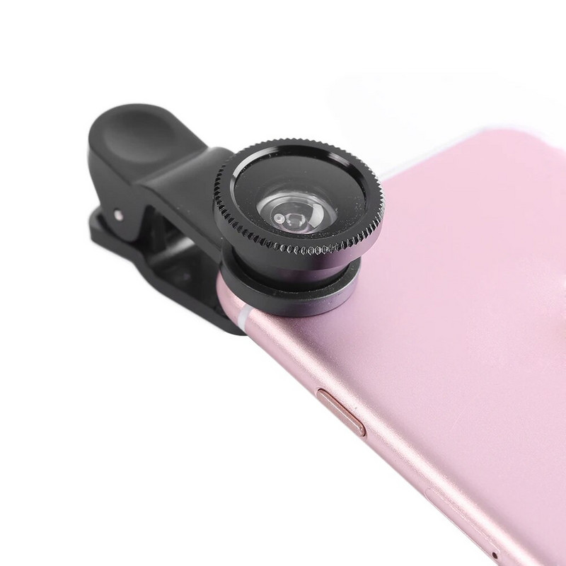 3 viename plataus kampo makro žuvies akies telefono objektyvo rinkinys 0,67X plataus kampo priartinimo žuvies akies makro objektyvai su fiksavimo segtuku, skirtu iPhone Samsung Samsung