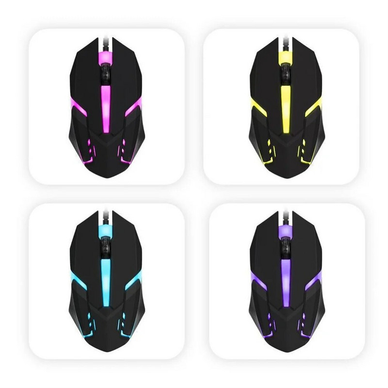 1 vnt USB laidinė žaidimų pelė 4 spalvų LED foninis apšvietimas Ergonomika žaidėjo pelės šono kabelis Optinės pelės nešiojamiesiems kompiuteriams pelėms PC stalinis kompiuteris