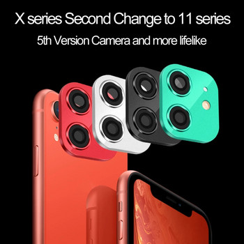 Луксозен фалшив капак на обектива на камерата, протектор, стъклен калъф, стикер, поддръжка на светкавица, секунди, промяна на i Phone 11 Pro Max за i Phone XR X