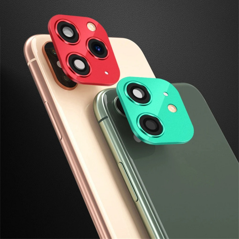 Prabangus netikras fotoaparato objektyvo dangtelis, apsauginis stiklo dėklo lipdukas, palaikymas blykstės sekundėmis Keisti į i Phone 11 Pro Max, skirtas i Phone XR X