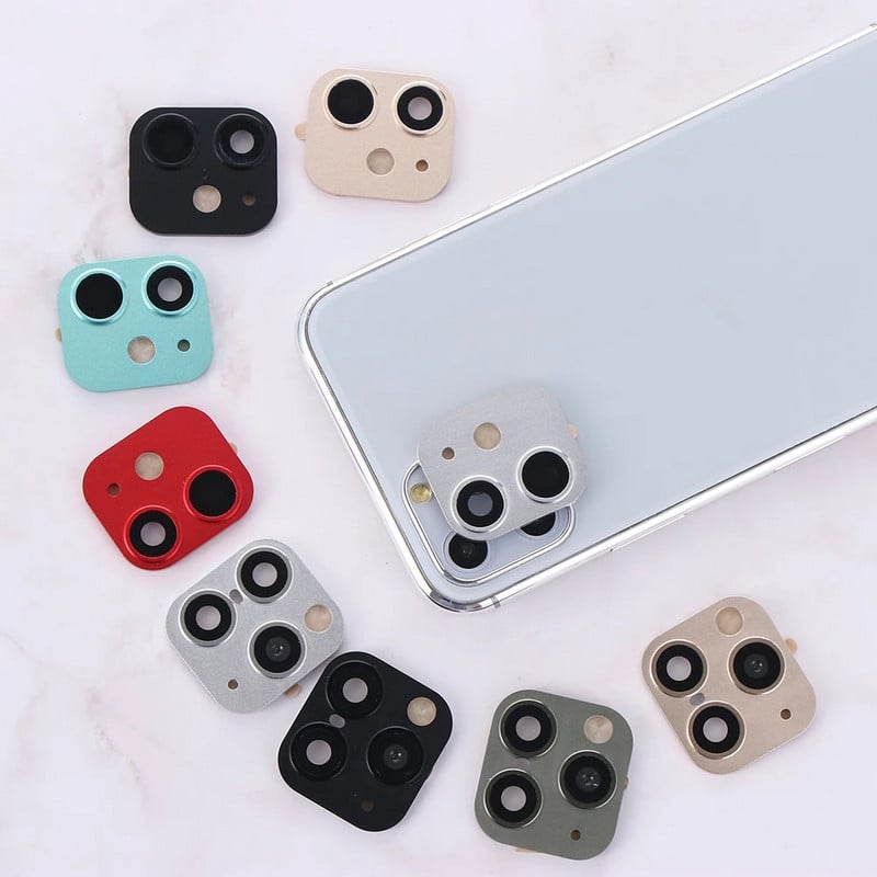 Prabangus netikras fotoaparato objektyvo dangtelis, apsauginis stiklo dėklo lipdukas, palaikymas blykstės sekundėmis Keisti į i Phone 11 Pro Max, skirtas i Phone XR X