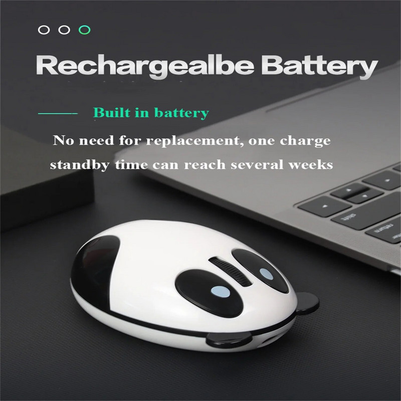 Nauja miela animacinių filmų „Panda“ belaidė pelė, įkraunama tyli, patogus prisilietimas, tinkamas biuro žaidimams, suderinamumas su keliomis sistemomis