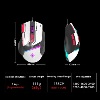 Νέο GD002 Macro προγραμματισμού μηχανικό ποντίκι παιχνιδιών Ενσύρματο RGB φωτεινό 8-πλήκτρα προσαρμοσμένη εργονομική σχεδίαση Connecting Point Mecha Mouse