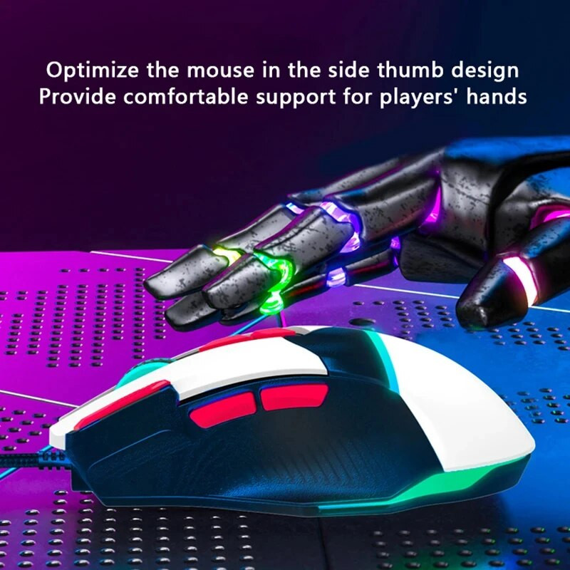 Mouse mecanic pentru jocuri cu programare macro GD002 nou cu fir RGB Luminos cu 8 taste Design ergonomic personalizat Punct de conectare Mouse Mecha