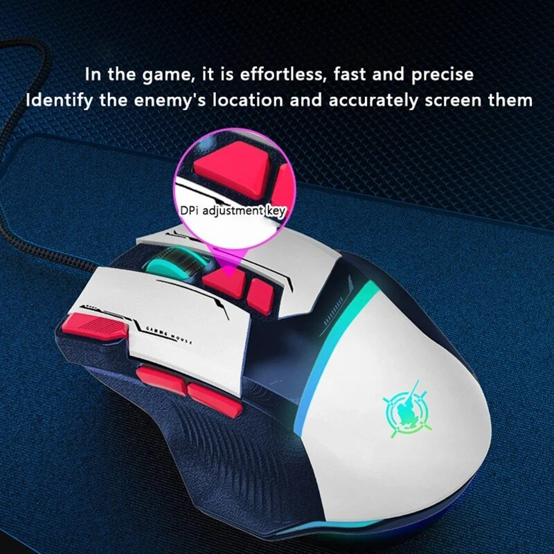 Mouse mecanic pentru jocuri cu programare macro GD002 nou cu fir RGB Luminos cu 8 taste Design ergonomic personalizat Punct de conectare Mouse Mecha