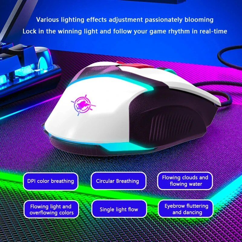 Mouse mecanic pentru jocuri cu programare macro GD002 nou cu fir RGB Luminos cu 8 taste Design ergonomic personalizat Punct de conectare Mouse Mecha