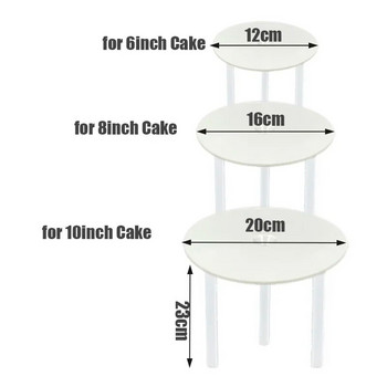 3 τεμ. 12/16/20 εκ. Πίνακες κέικ Πολυστρωματικές βάσεις για κέικ Πλαίσιο στήριξης με 9 ράβδους κουφώματος κέικ για τούρτες σε επίπεδα Κατασκευή στοίβαξης