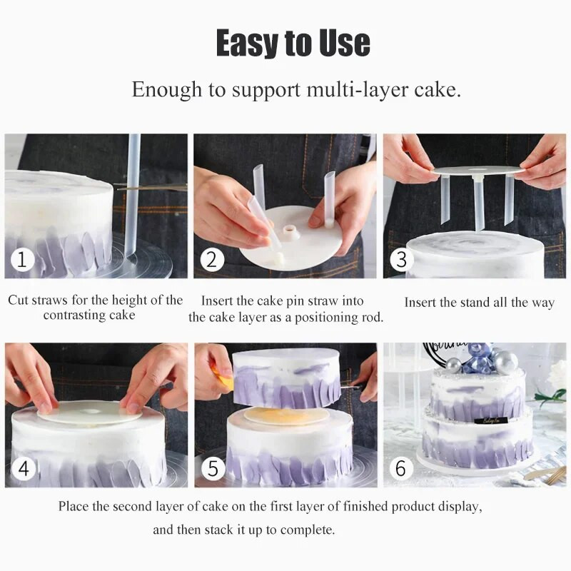 3 vnt. 12/16/20 cm tortų lentos Daugiasluoksnis tortų stovų atraminis rėmas su 9 tortų kaiščių strypais, skirtų pakopiniams tortams statyti