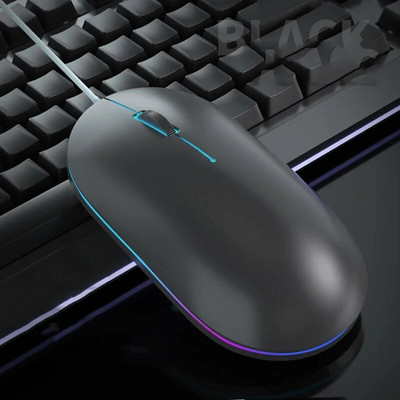 USB laidinė žaidimų pelė 1000 DPI pelė žaidimų pelė, skirta kompiuteriniams žaidėjams nešiojamam kompiuteriui, apšvietimas Ergonomiška magija žaidimų pelė Mause Slient pelė