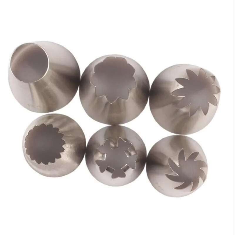 6 τμχ Μεγάλα ακροφύσια ζαχαροπλαστικής για διακόσμηση κέικ Μπισκότο ψησίματος Cupcake ακροφύσιο σωλήνων από ανοξείδωτο χάλυβα Συμβουλές ζαχαροπλαστικής Cupcake