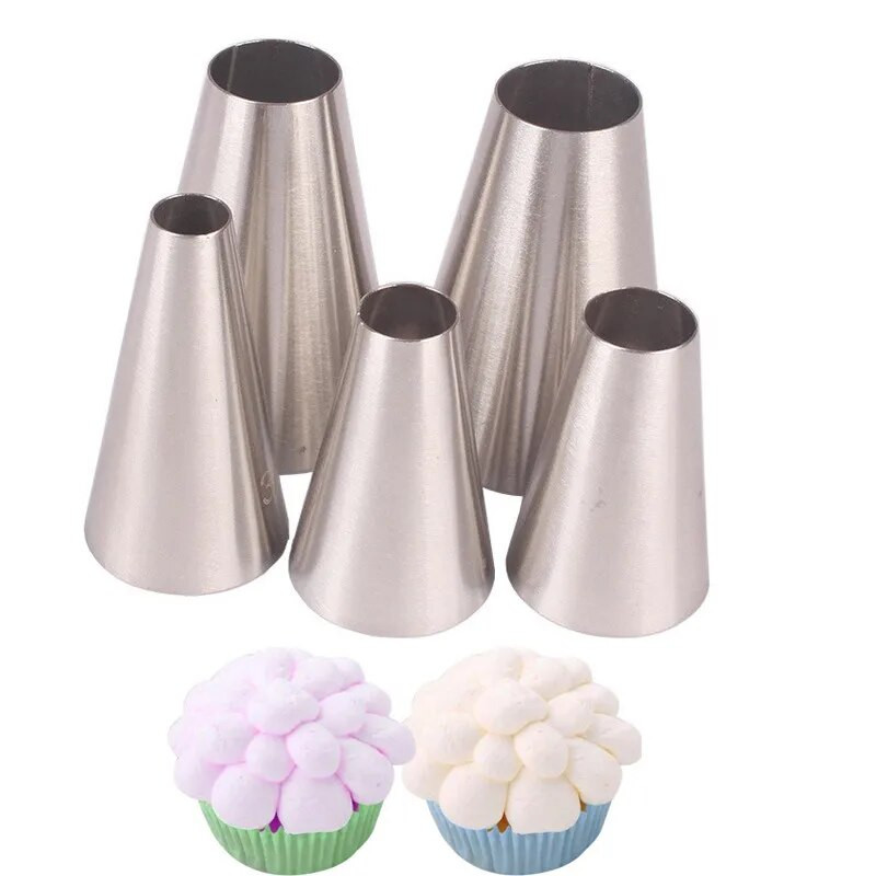 5vnt Virtuvės priedai Apvalios formos konditerijos antgaliai Tortų įrankiai Kremas nerūdijančio plieno glazūra vamzdeliai Tortai dekoravimo įrankiai
