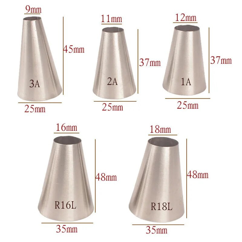 5vnt Virtuvės priedai Apvalios formos konditerijos antgaliai Tortų įrankiai Kremas nerūdijančio plieno glazūra vamzdeliai Tortai dekoravimo įrankiai