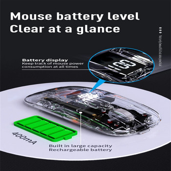 Νέο διαφανές ασύρματο ποντίκι τριών λειτουργιών Bluetooth που εκπέμπει φως δείχνει Power Optical Mouse κατάλληλο για οικιακό γραφείο και παιχνίδια