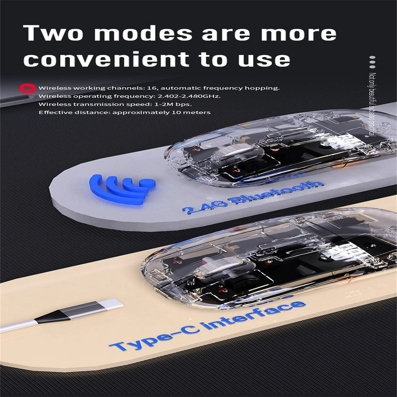 Nauja skaidri belaidė trijų režimų „Bluetooth“ šviesą skleidžianti pelė rodo galingą optinę pelę, tinkančią namų biurui ir žaidimams