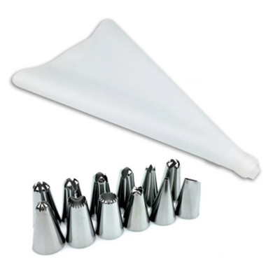 14 vnt / rinkinys silikoninis glazūras vamzdžių kremo konditerijos maišelis 12 vnt nerūdijančio plieno antgalis konditerijos antgaliai konverteris "pasidaryk pats" tortų dekoravimo įrankiai