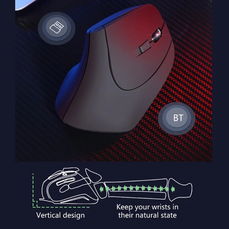 Pelė Vertikali pelė 1200 1600 DPI Ergonomiški optiniai mygtukai Mouse Drop Pristatymas