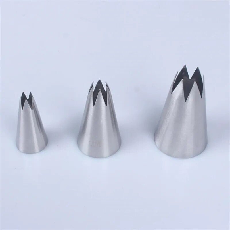 3 vnt Open Star Cupcake Cookie Glazūra Vamzdžių antgaliai Tortai Tešlos antgaliai Vamzdis Grietinėlės antgaliai Namų tortų dekoravimo įrankiai #1M#612#613