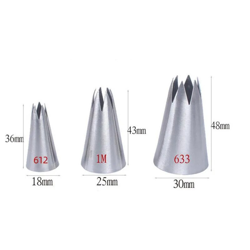 3 vnt Open Star Cupcake Cookie Glazūra Vamzdžių antgaliai Tortai Tešlos antgaliai Vamzdis Grietinėlės antgaliai Namų tortų dekoravimo įrankiai #1M#612#613