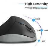 RYRA Wireless Mouse Vertical Gaming Mouse 2.4G Computer Mice Εργονομικό Desktop Όρθιο ποντίκι 2400 DPI για φορητούς υπολογιστές Office Home